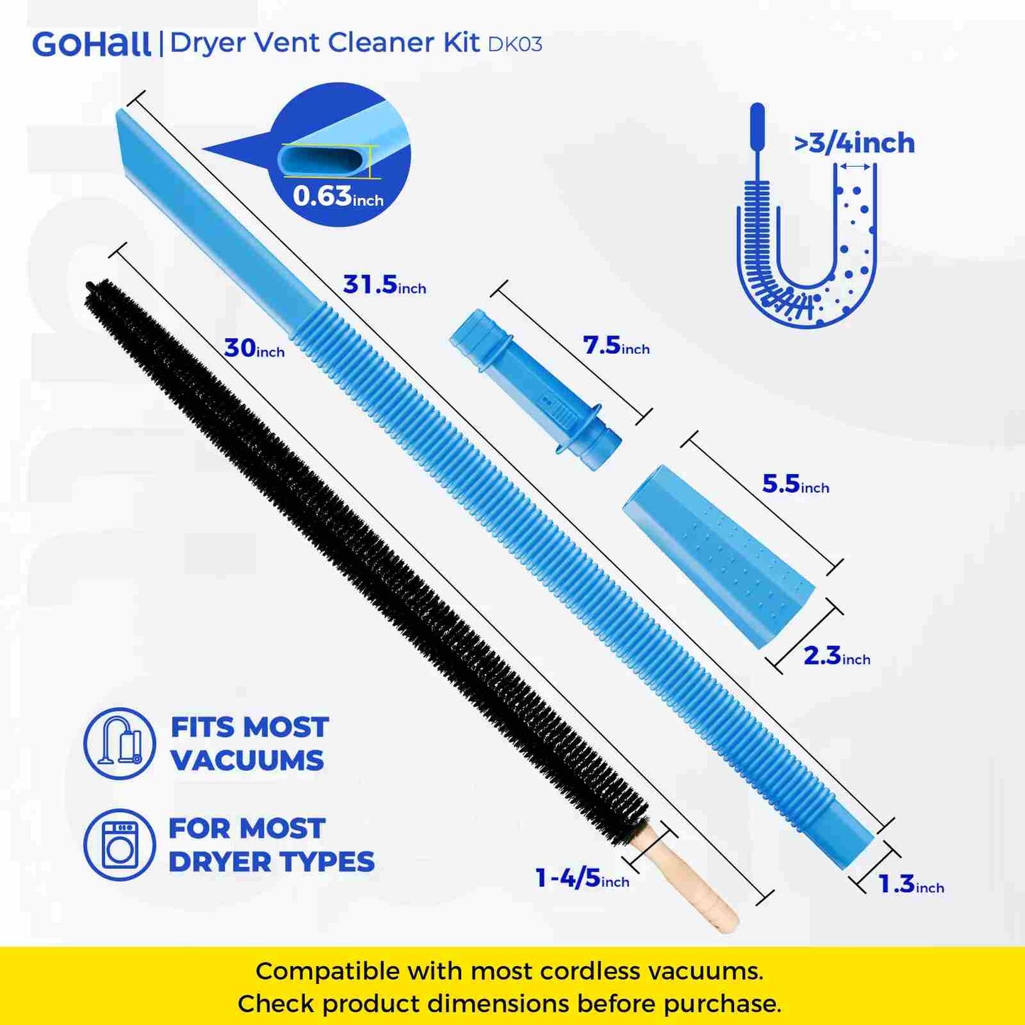 Universal Dryer Vent Cleaner Hose & Vacuum Attachment