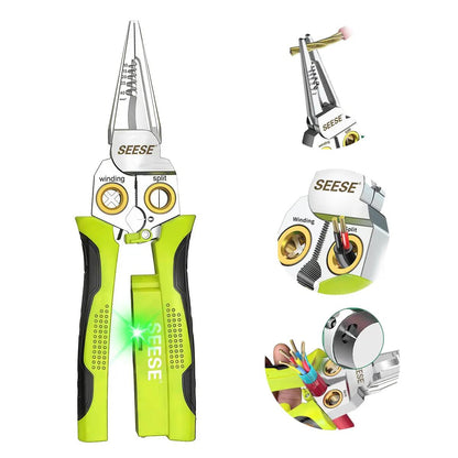 8-in-1 Wire Stripper & Built-In Non-Contact Voltage Tester Pliers