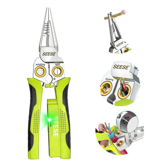 8-in-1 Wire Stripper & Built-In Non-Contact Voltage Tester Pliers