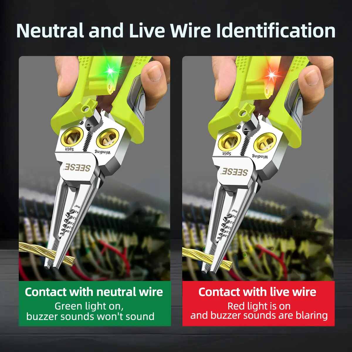 8-in-1 Wire Stripper & Built-In Non-Contact Voltage Tester Pliers