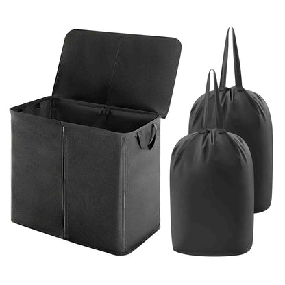 Dual-Compartment Rolling Laundry Basket