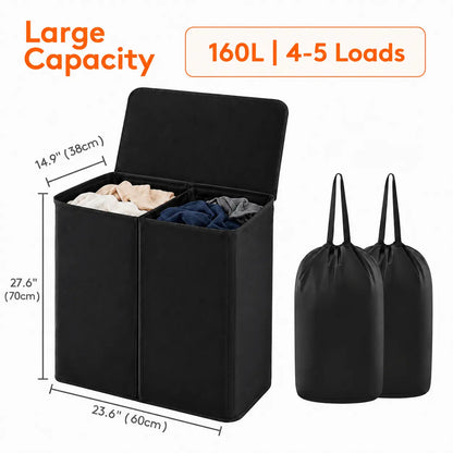 Dual-Compartment Rolling Laundry Basket