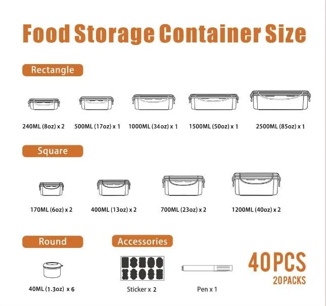 Leak-Proof Food Storage Containers Set with Airtight Lids