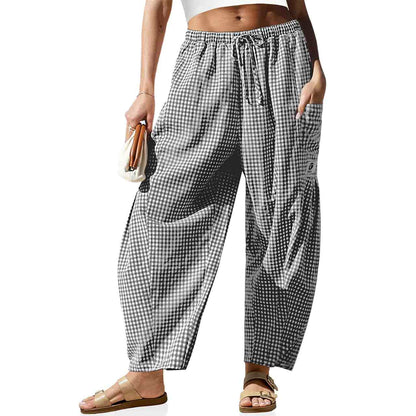 Ultra-Comfort Vertical Striped Drawstring Palazzo Pants