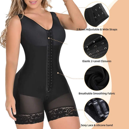 Sculpting Fajas Colombianas Hooks-Closure Postpartum Shapewear Bodysuit
