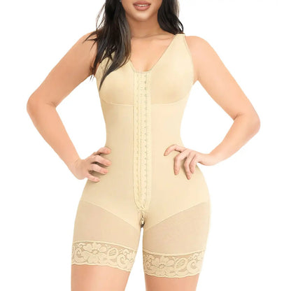 Sculpting Fajas Colombianas Hooks-Closure Postpartum Shapewear Bodysuit