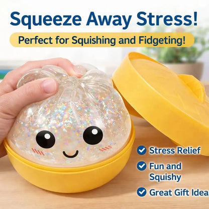 Super Squishy Dumpling Toy with Mystery Glitter & Steamer Case