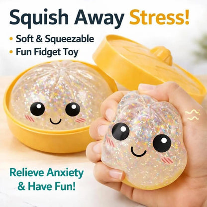 Super Squishy Dumpling Toy with Mystery Glitter & Steamer Case