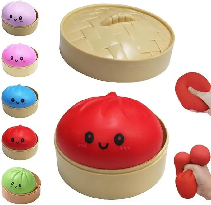 Super Squishy Dumpling Toy with Mystery Glitter & Steamer Case