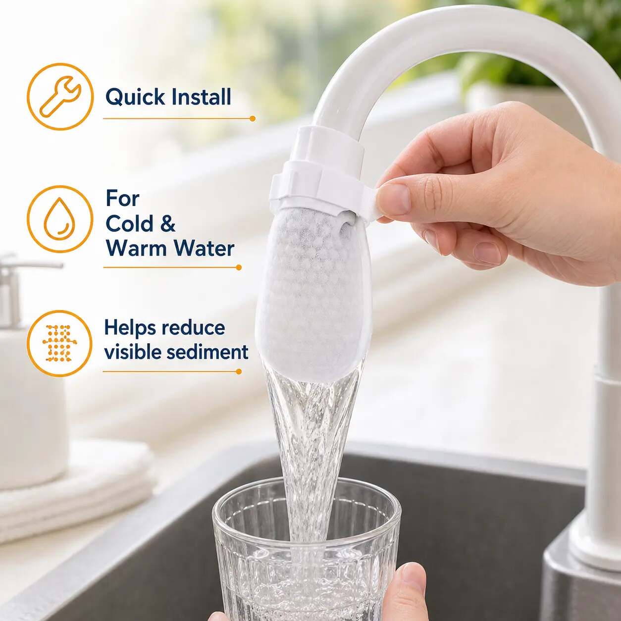 Instant Sediment-Clear Cotton Faucet Filter Bag
