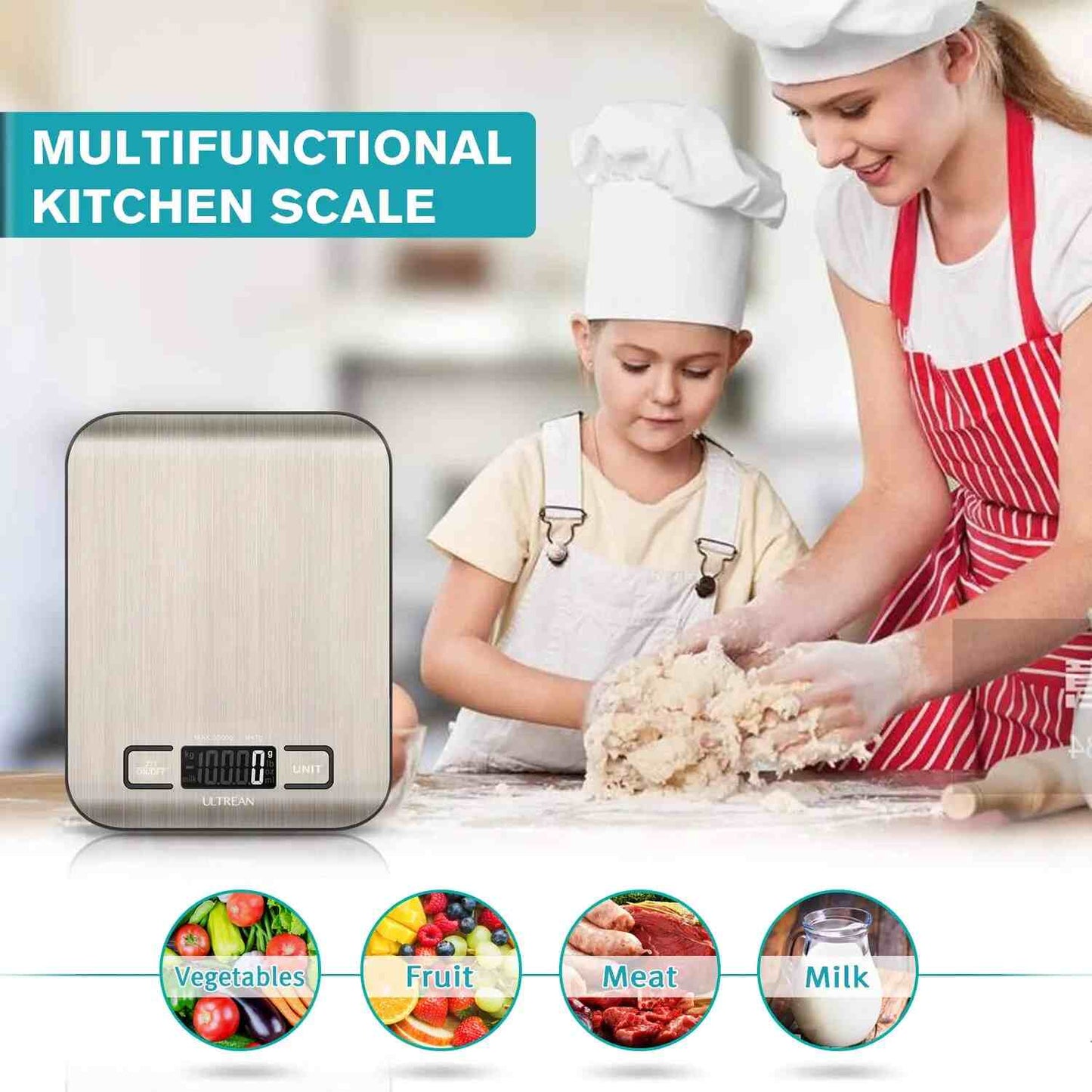 High-Precision Digital Kitchen Scale — Stainless Steel Food & Weight Grams Scale