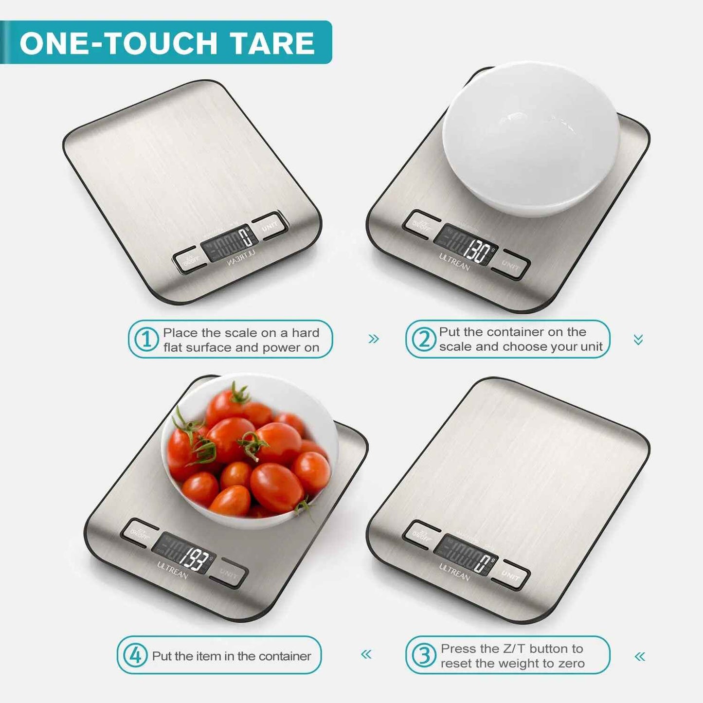 High-Precision Digital Kitchen Scale — Stainless Steel Food & Weight Grams Scale