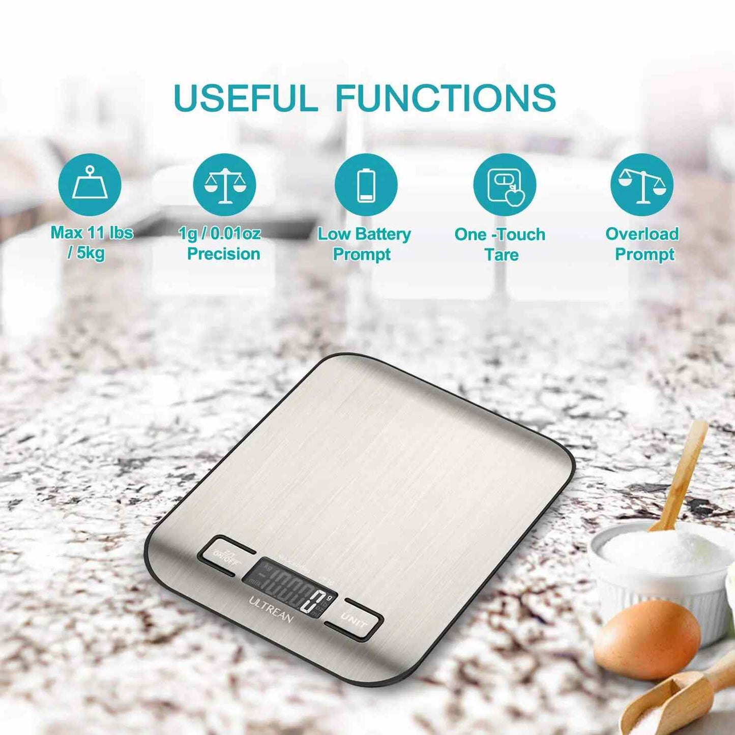 High-Precision Digital Kitchen Scale — Stainless Steel Food & Weight Grams Scale