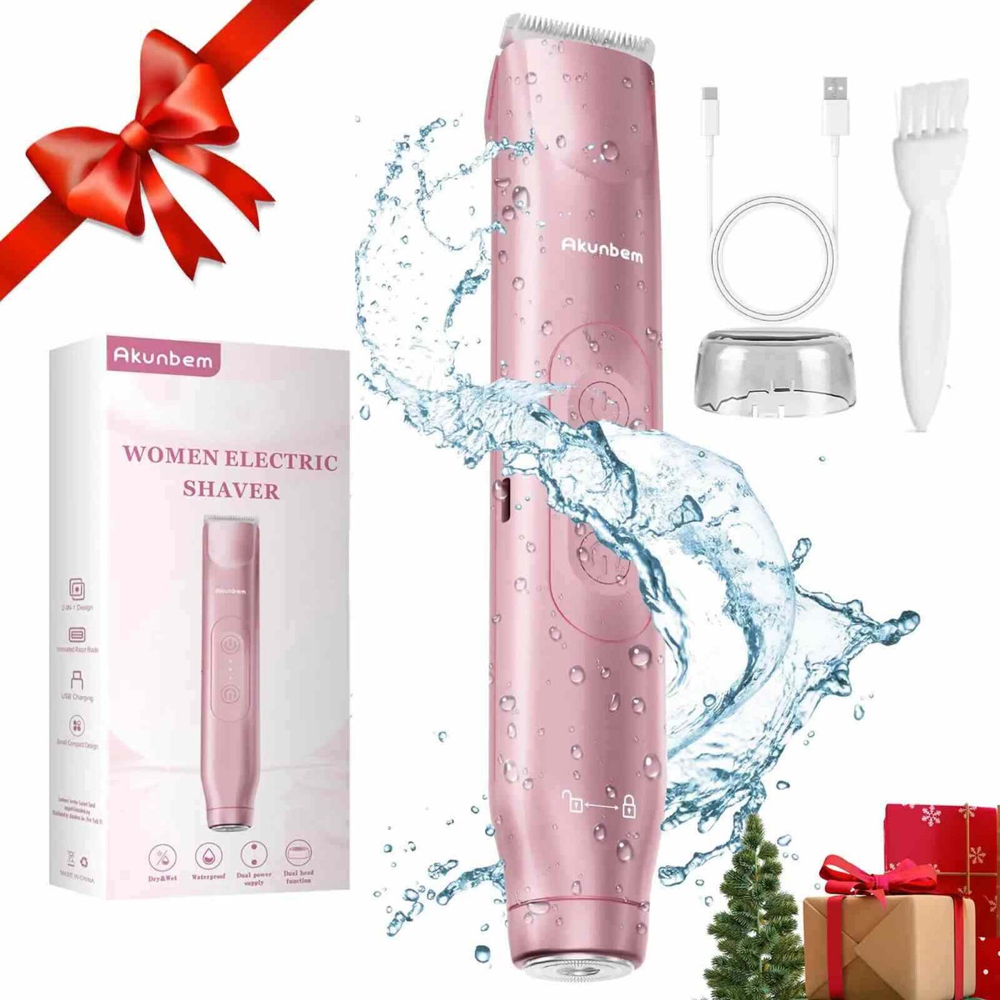 2-in-1 Electric Body & Pubic Hair Trimmer Waterproof Grooming Clipper
