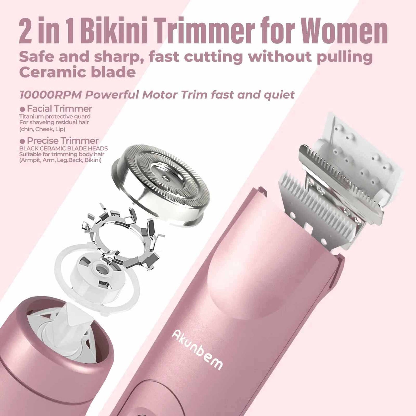 2-in-1 Electric Body & Pubic Hair Trimmer Waterproof Grooming Clipper
