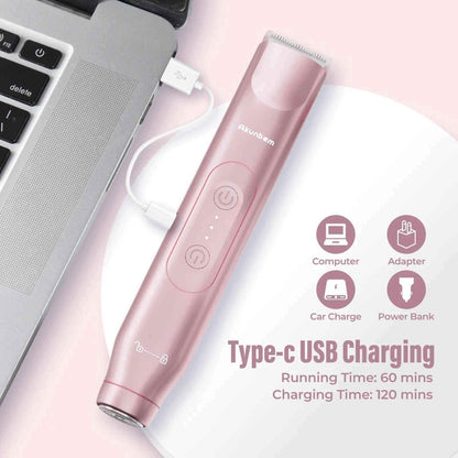 2-in-1 Electric Body & Pubic Hair Trimmer Waterproof Grooming Clipper