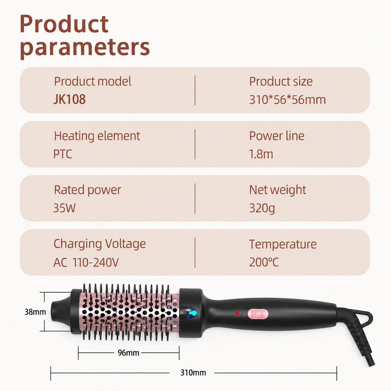 Anti-Collapse Negative Ion Fluffy Thermal Styling Brush