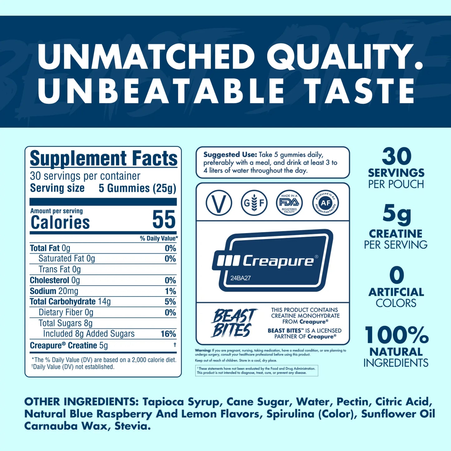 Creatine Infused Gummies - Beast Bites (Made with Creapure & NSF Certified for Sport)